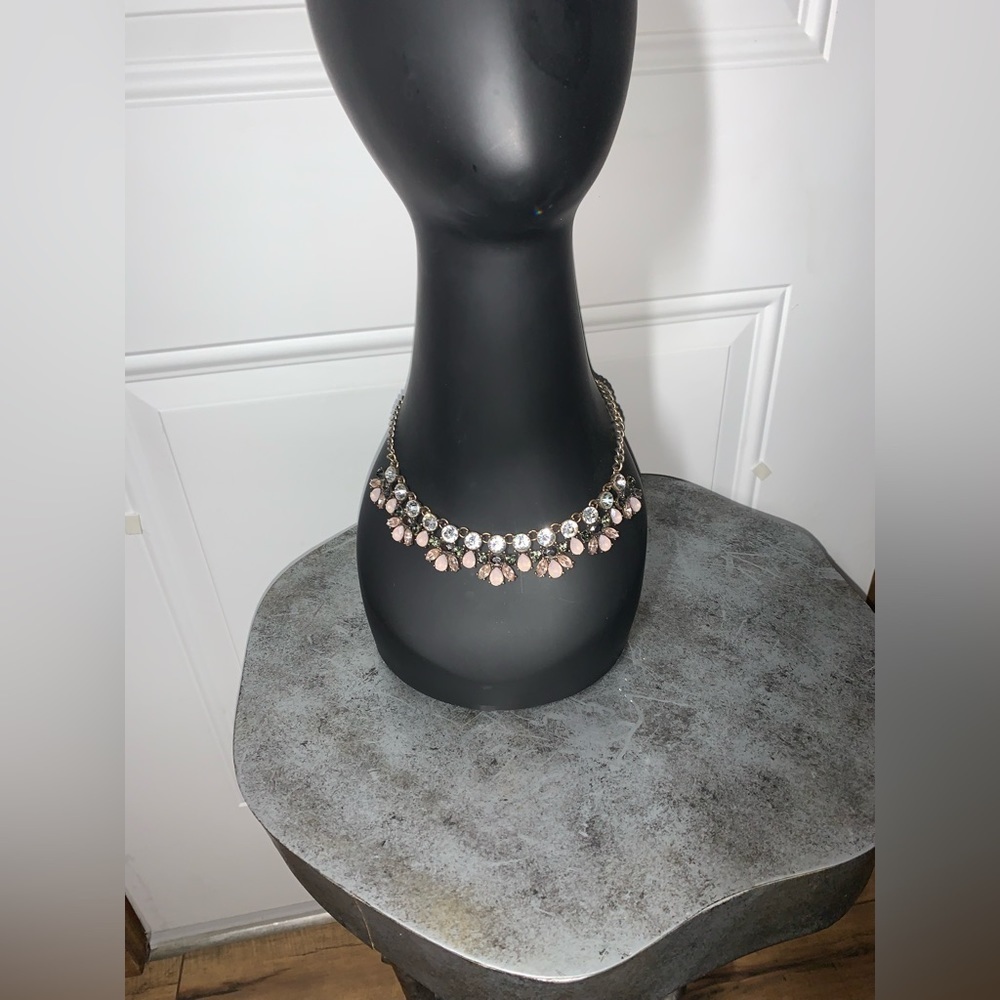 Rhinestone Vintage Silver chain Statement Necklace - Picture 2 of 6